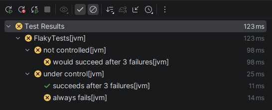 Flaky test results