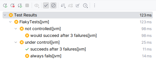 Flaky test results